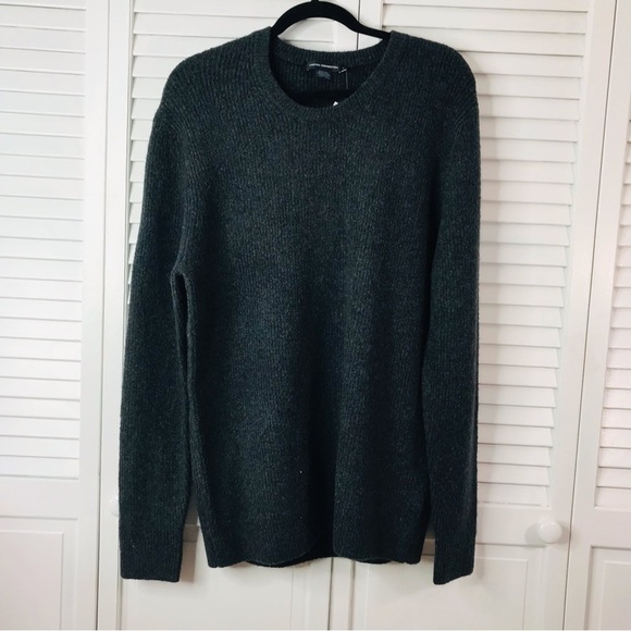 2:$50 FRENCH CONNECTION Charcoal Mel Aries Fisherman Rib Sweater Size Large - Picture 1 of 7
